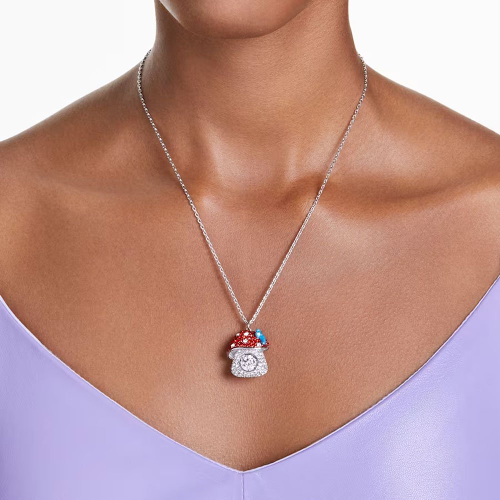 Swarovski Alice in Wonderland pendant Mushroom, Red, Rhodium plated 5682811 (2)
