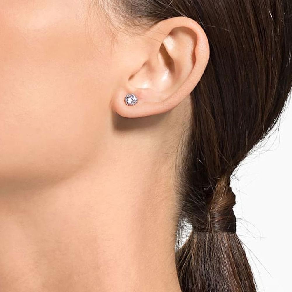 Swarovski Attract stud earrings Round cut, White, Rhodium plated 5408436