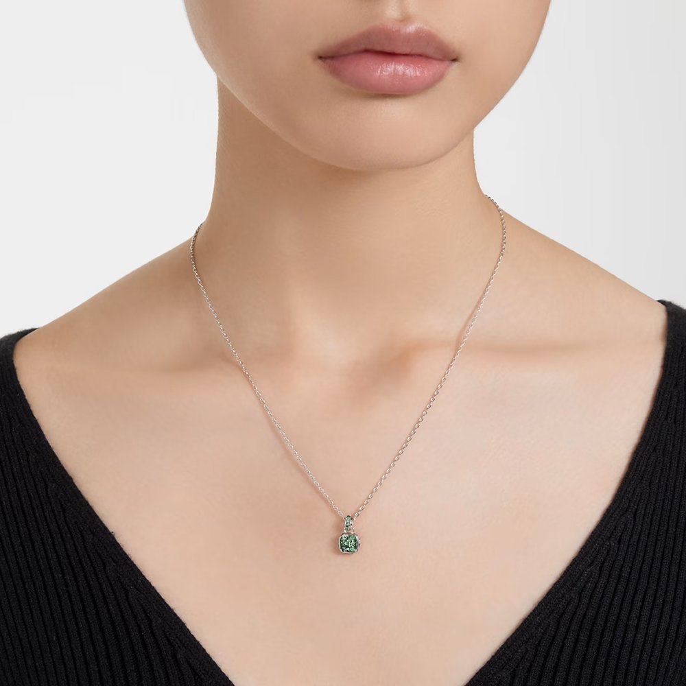Swarovski Birthstone pendant Square cut, May, Green, Rhodium plated 5651793 (2)