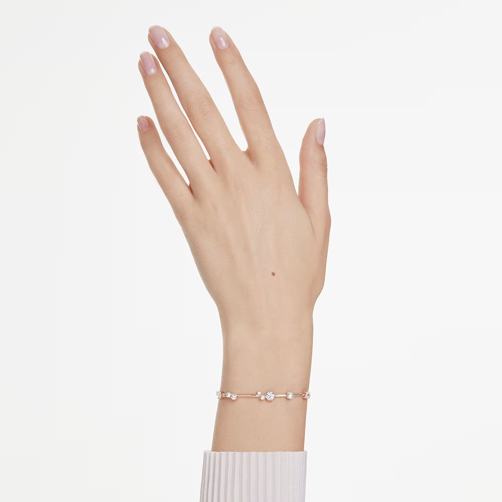 Swarovski Constella Tennis bracelet Crystal pearl, Round cuts, White, Rose gold-tone plated 5729505 (2)