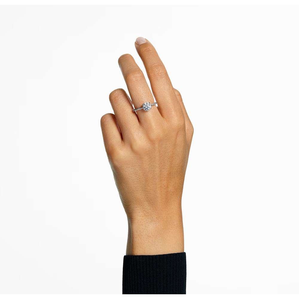 Swarovski Constella cocktail ring Princess cut, Pavé, White, Rhodium plated (2)