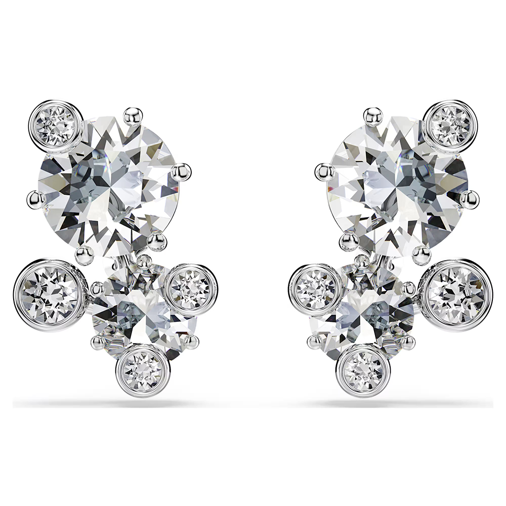 Swarovski Constella stud earrings Round cut, White, Rhodium plated 5732253