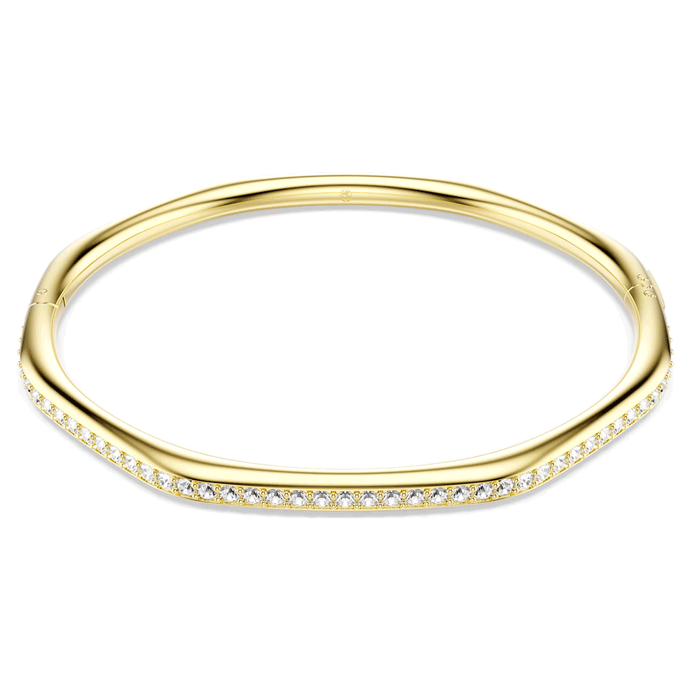 Swarovski Dextera bangle Octagon shape, Round cut, White, Gold-tone plated