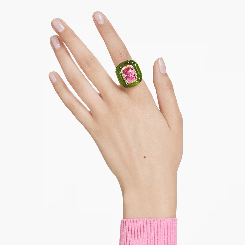 Swarovski Dulcis cocktail ring Cushion cut, Pavé, Multicolored (2)