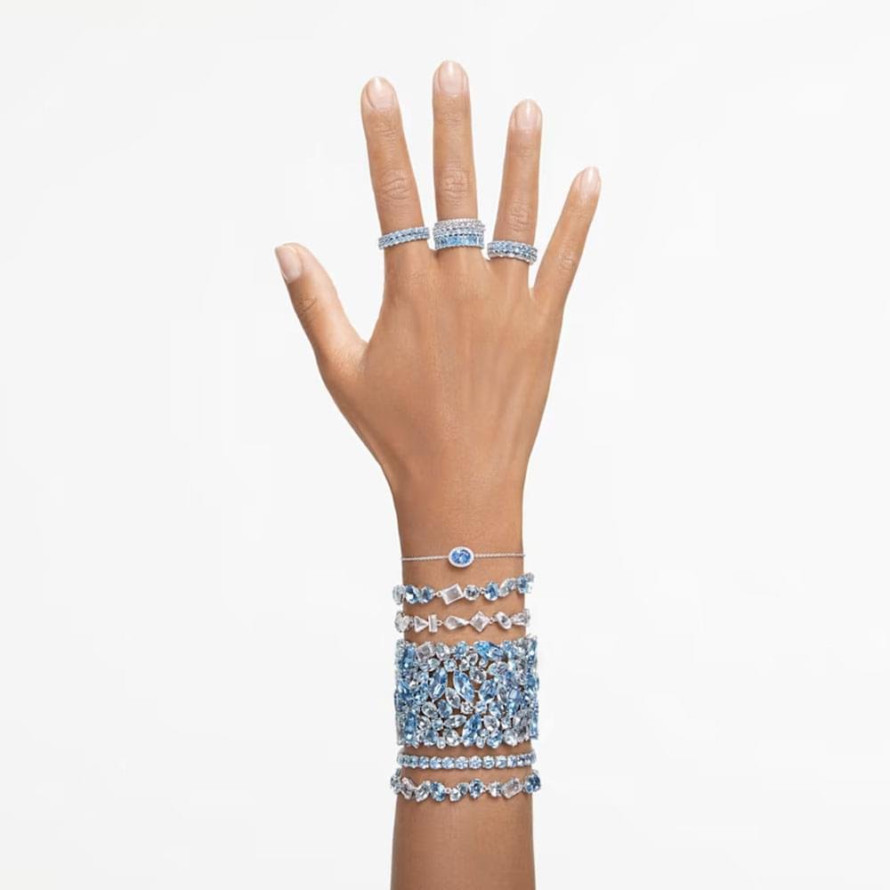 Swarovski Gema bracelet Mixed cuts, Blue, Rhodium plated 5666018 (2)