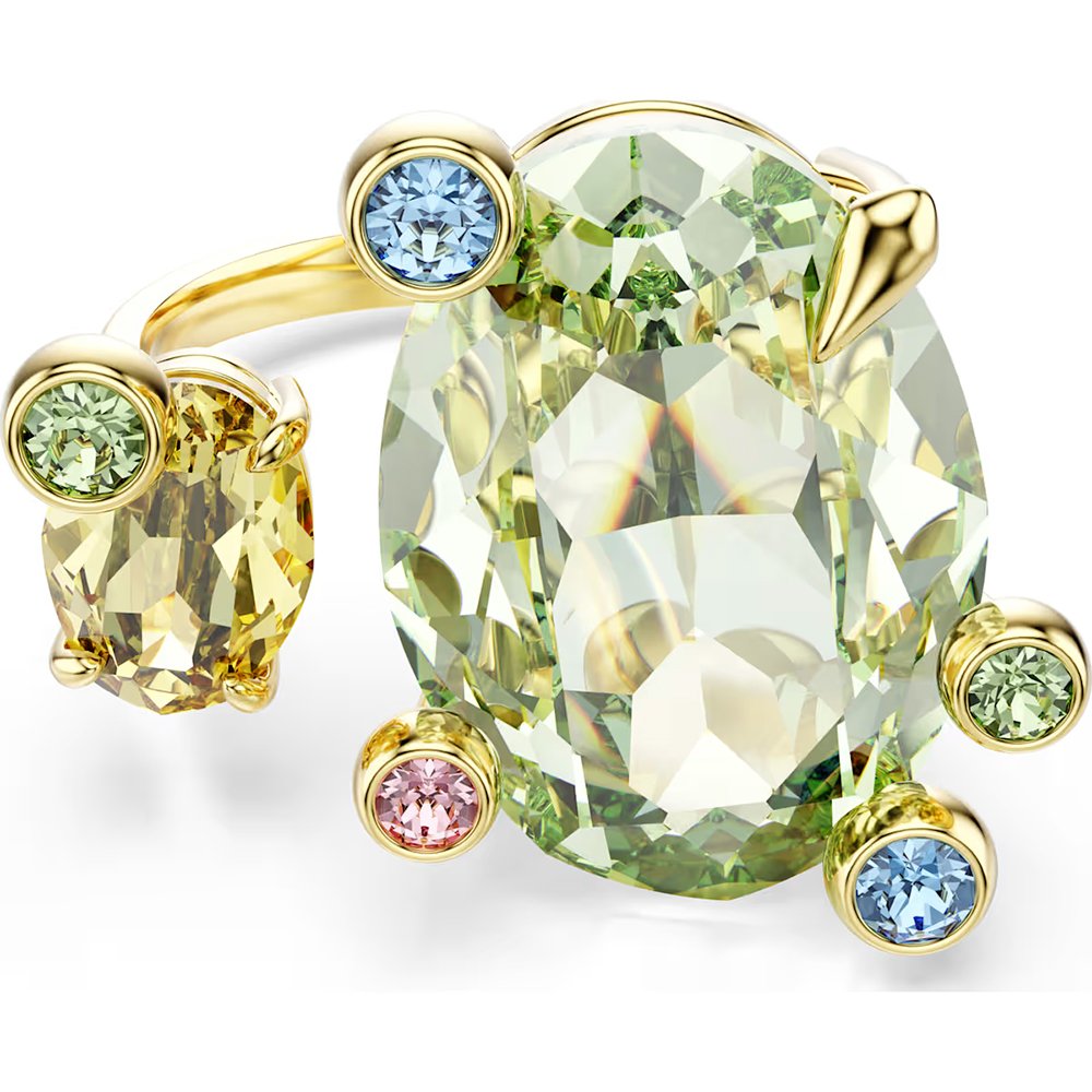 Swarovski Gema open ring Mixed cuts, Multicolored, Gold-tone plated