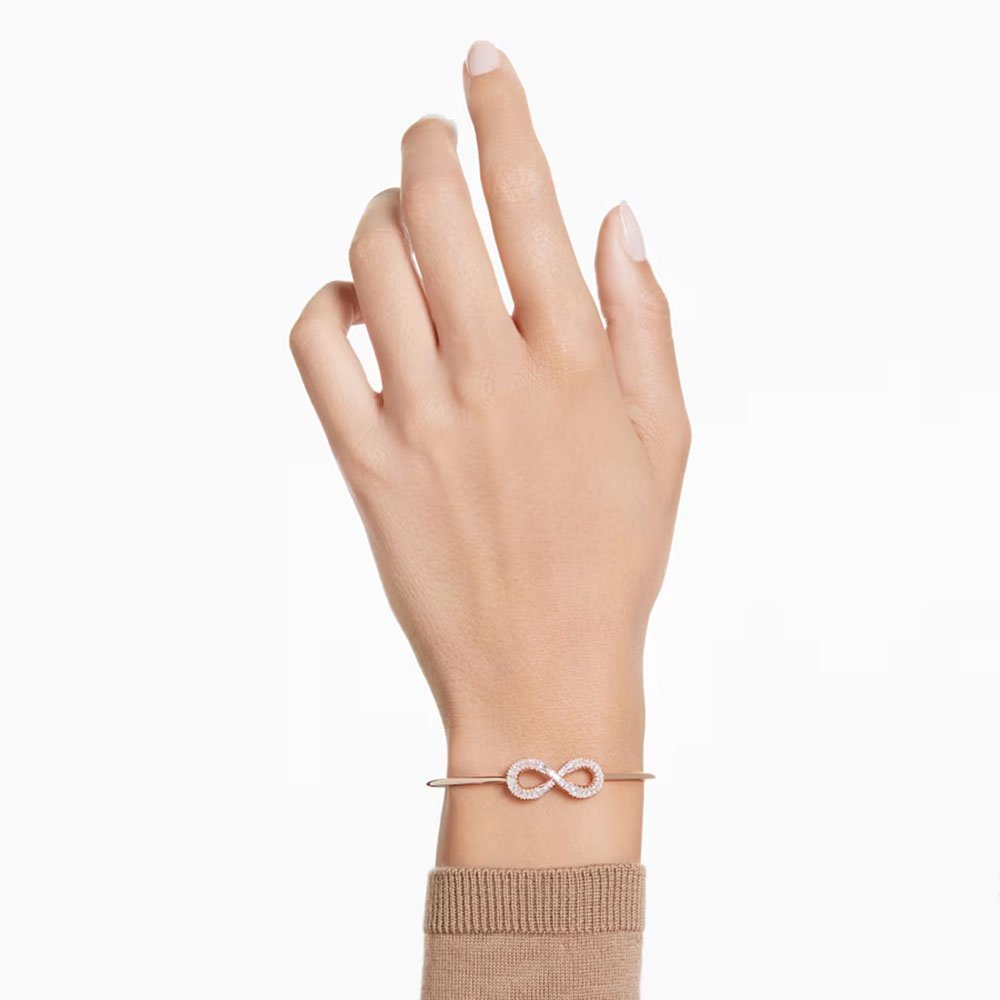 Swarovski Hyperbola bangle Infinity, White, Rose gold-tone plated 5679443 (2)