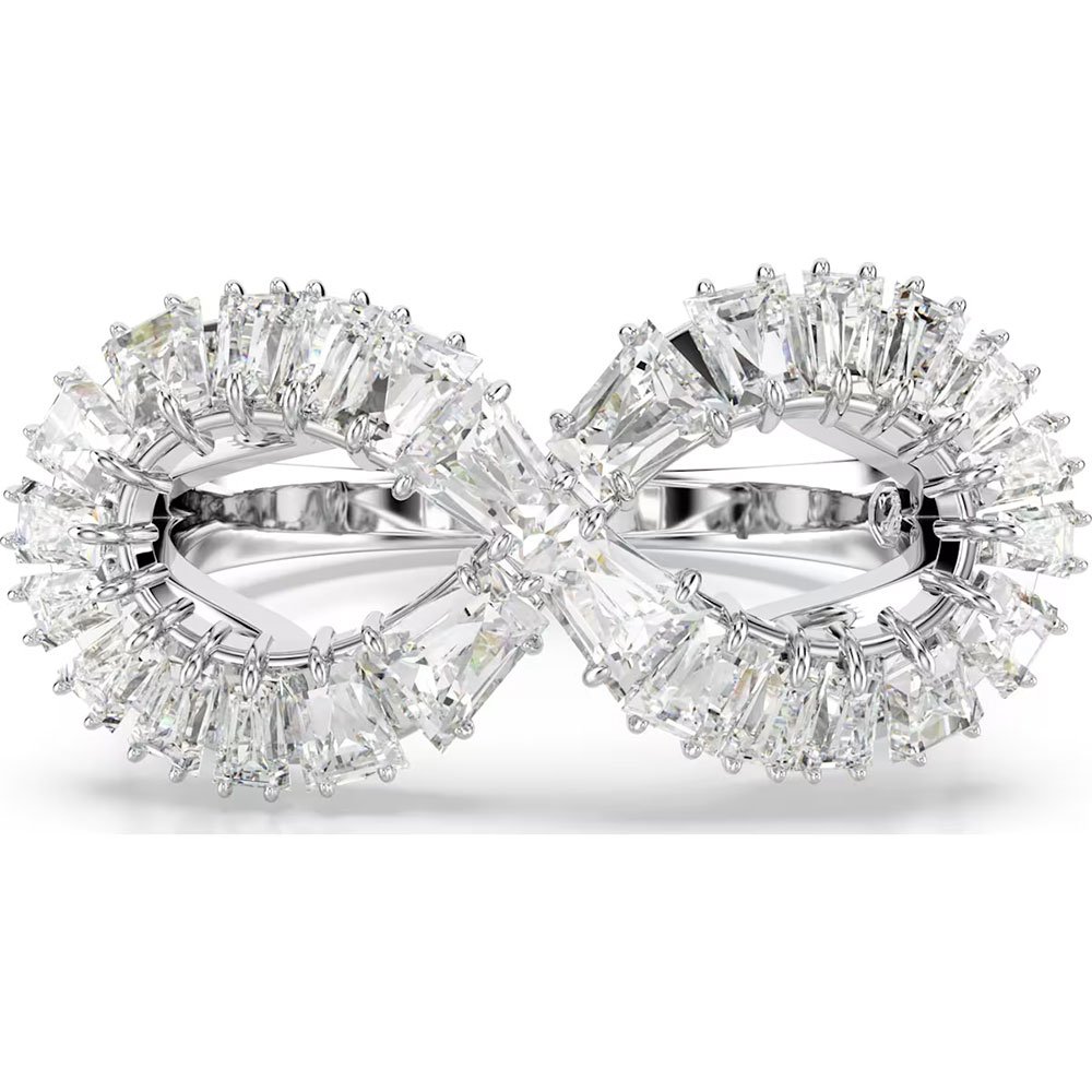 Swarovski Hyperbola cocktail ring Infinity, White, Rhodium plated