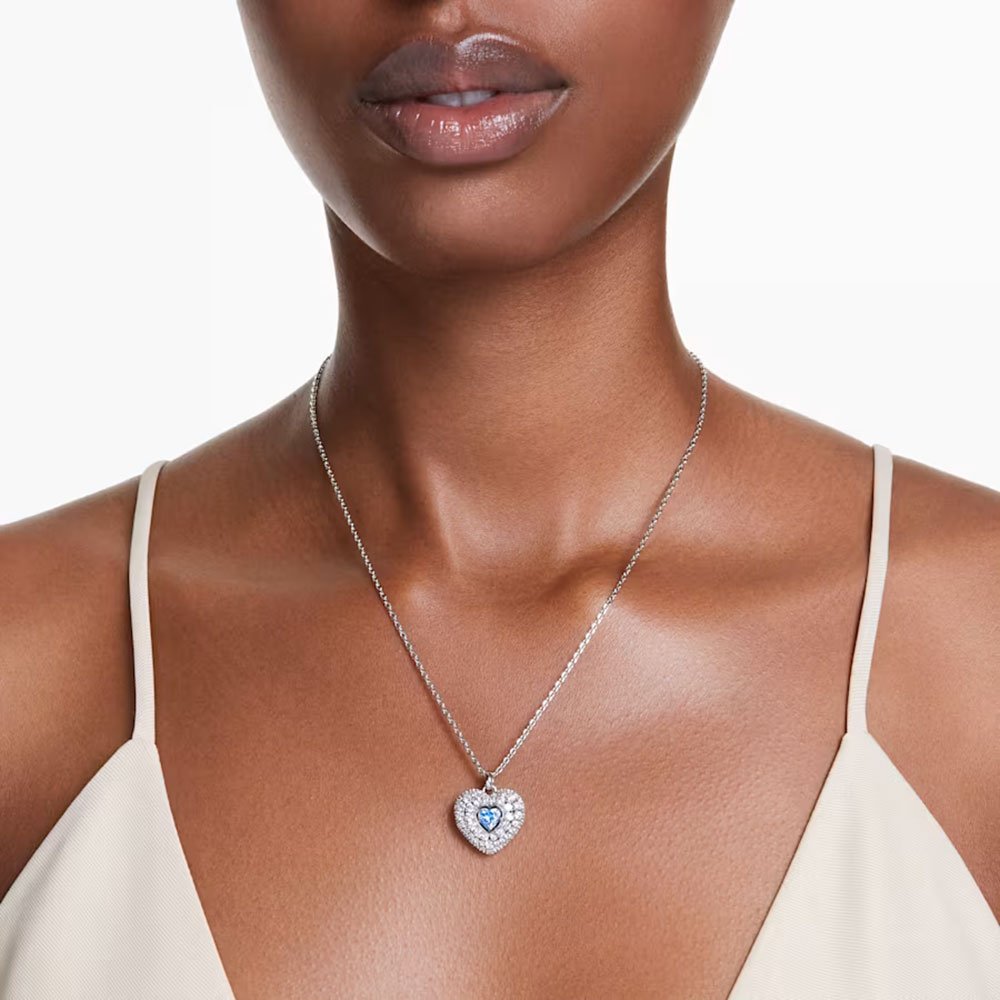 Swarovski Hyperbola pendant, Heart, Blue, Rhodium plated 5680403 (2)