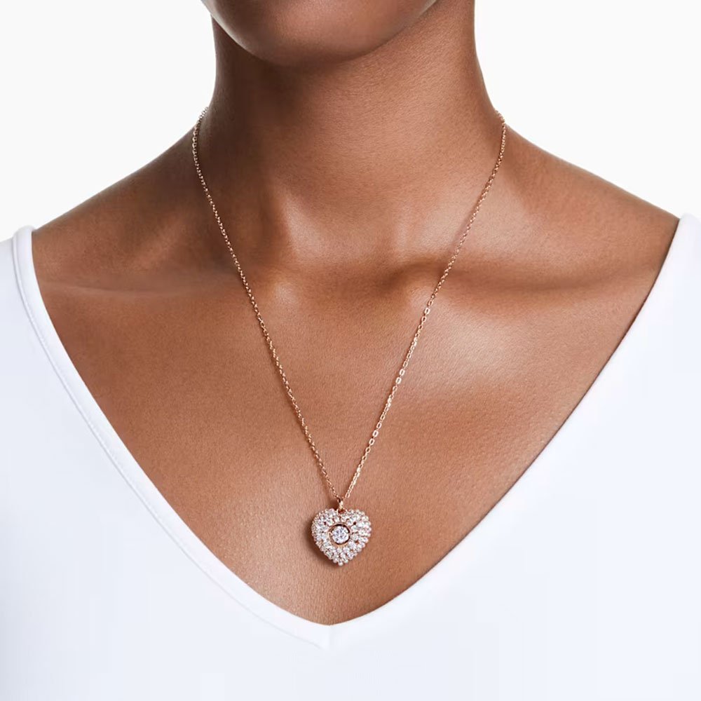Swarovski Hyperbola pendant Heart, White, Rose gold-tone plated 5680402 (2)