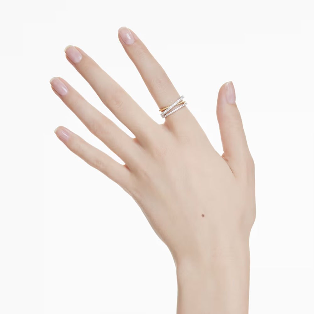 Swarovski Hyperbola ring, Mixed cuts, White, Mixed metal finish