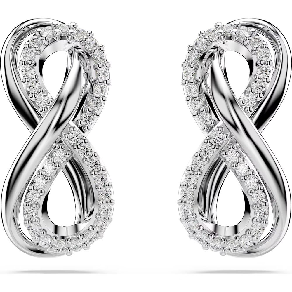 Swarovski Hyperbola stud earrings Infinity, White, Rhodium plated 5687269