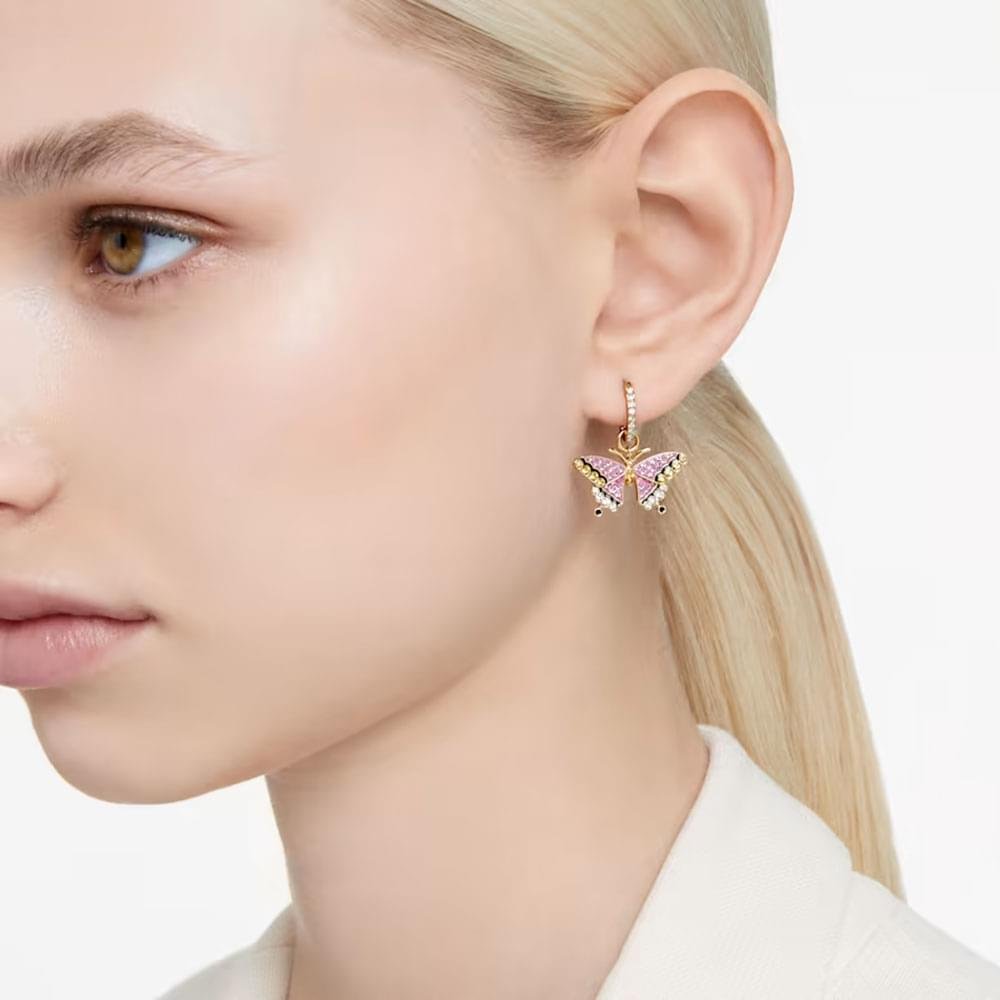 Swarovski Idyllia drop earrings Butterfly, Multicolored, Gold-tone plated 5670055 (2)