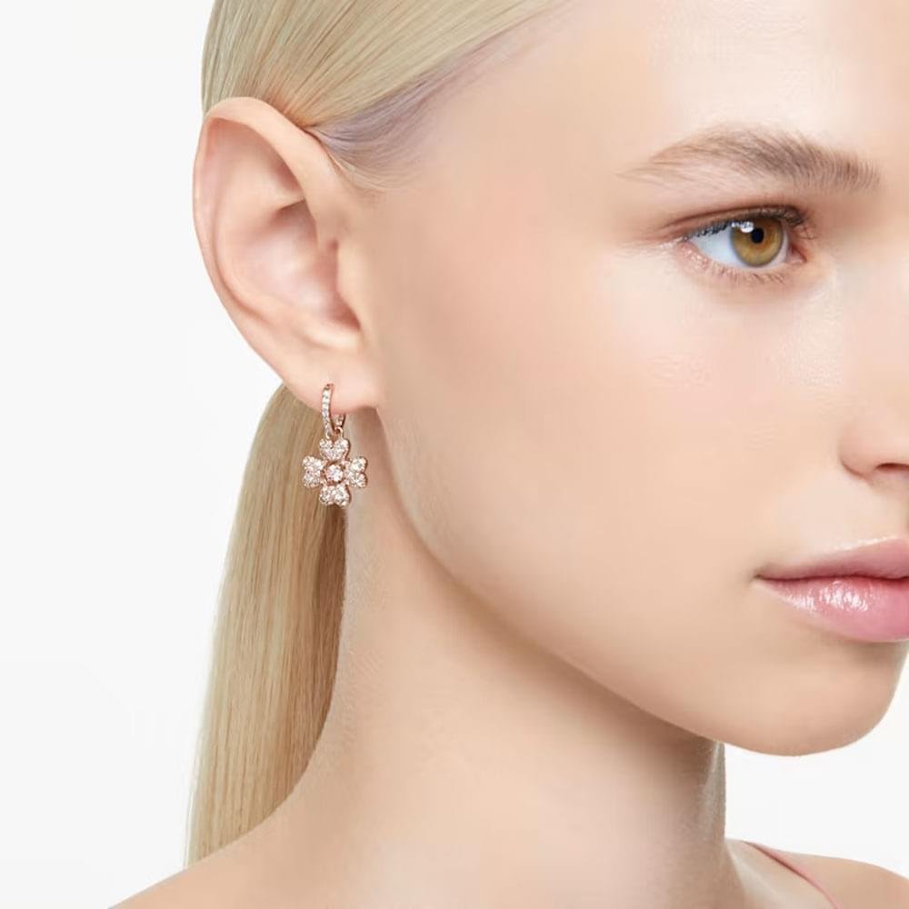 Swarovski Idyllia drop earrings Clover, White, Rose gold-tone plated 5674212 (2)