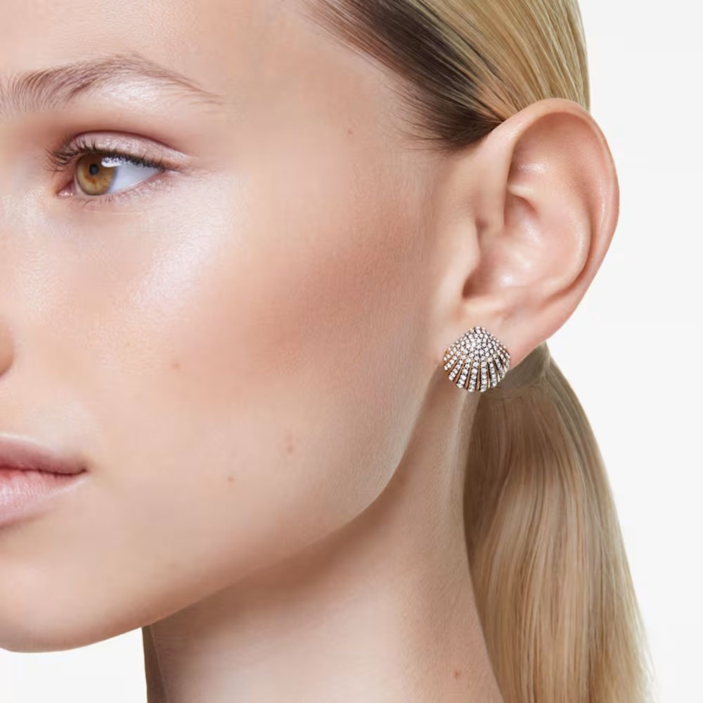 Swarovski Idyllia stud earrings Shell, White, Gold-tone plated 5683970 (3)