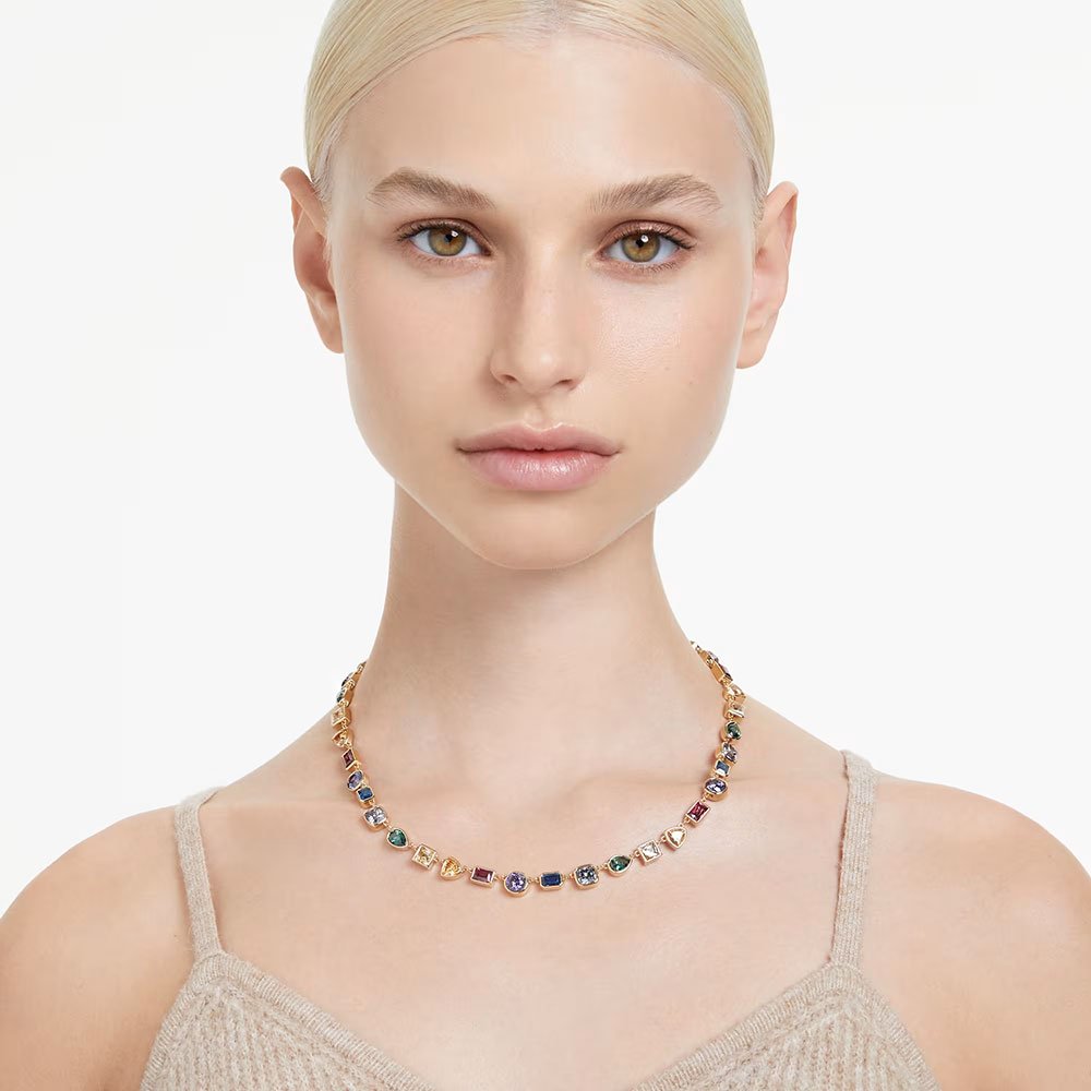 Swarovski Imber Tennis necklace Mixed cuts, Multicolored, Gold-tone plated 5662915 (2)