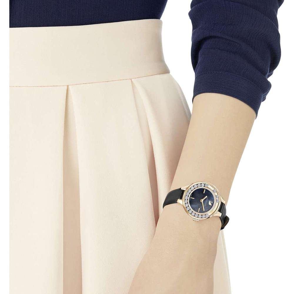 Swarovski Lovely Crystals Mini Watch, Leather strap, Black, Rose-Gold tone 5301877(2)