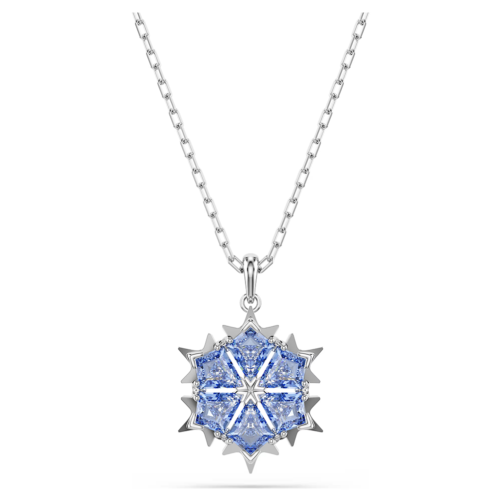 Swarovski Magic pendant Snowflake, Blue, Rhodium plated 5735399