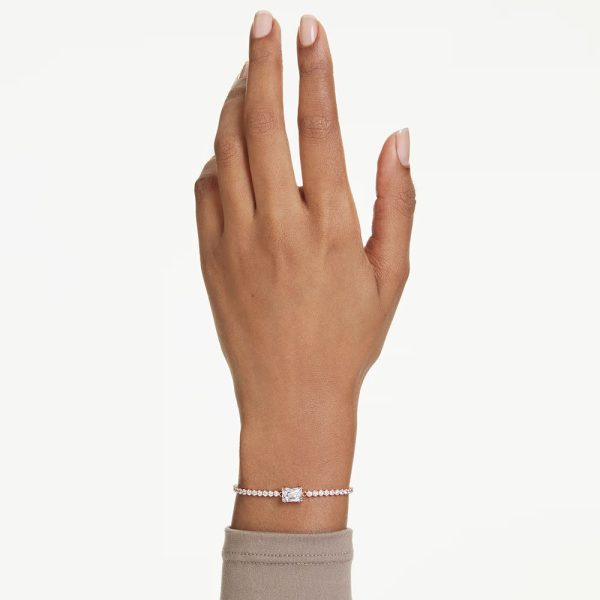 Swarovski Matrix Tennis bracelet Mixed cuts, White, Rose gold-tone plated 57307