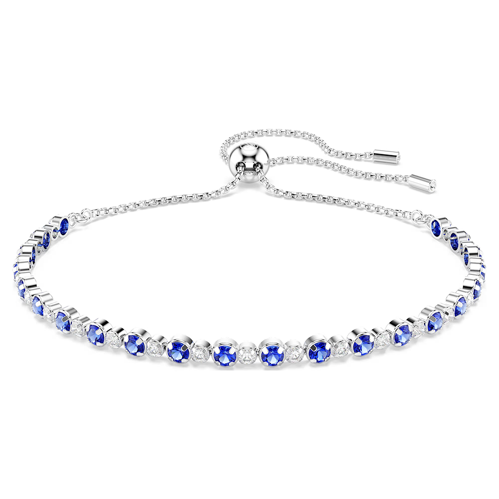 Swarovski Matrix Tennis bracelet Mixed round cuts, Blue, Rhodium plated 5725854