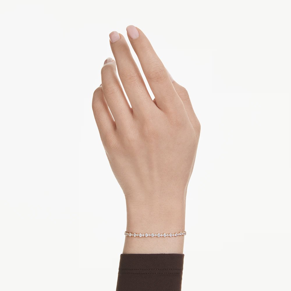 Swarovski Matrix Tennis bracelet Round cut, White, Gold-tone plated 5730709 (2)