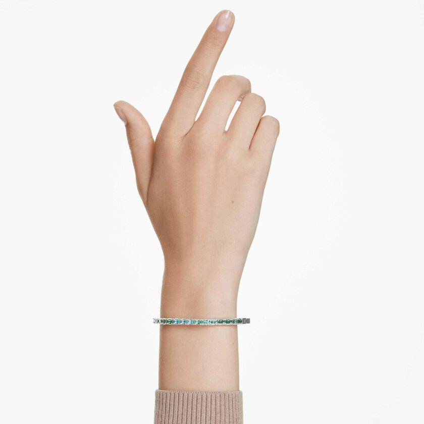 Swarovski Matrix bangle, Baguette cut, Green, Rhodium plated 5705785 (2)