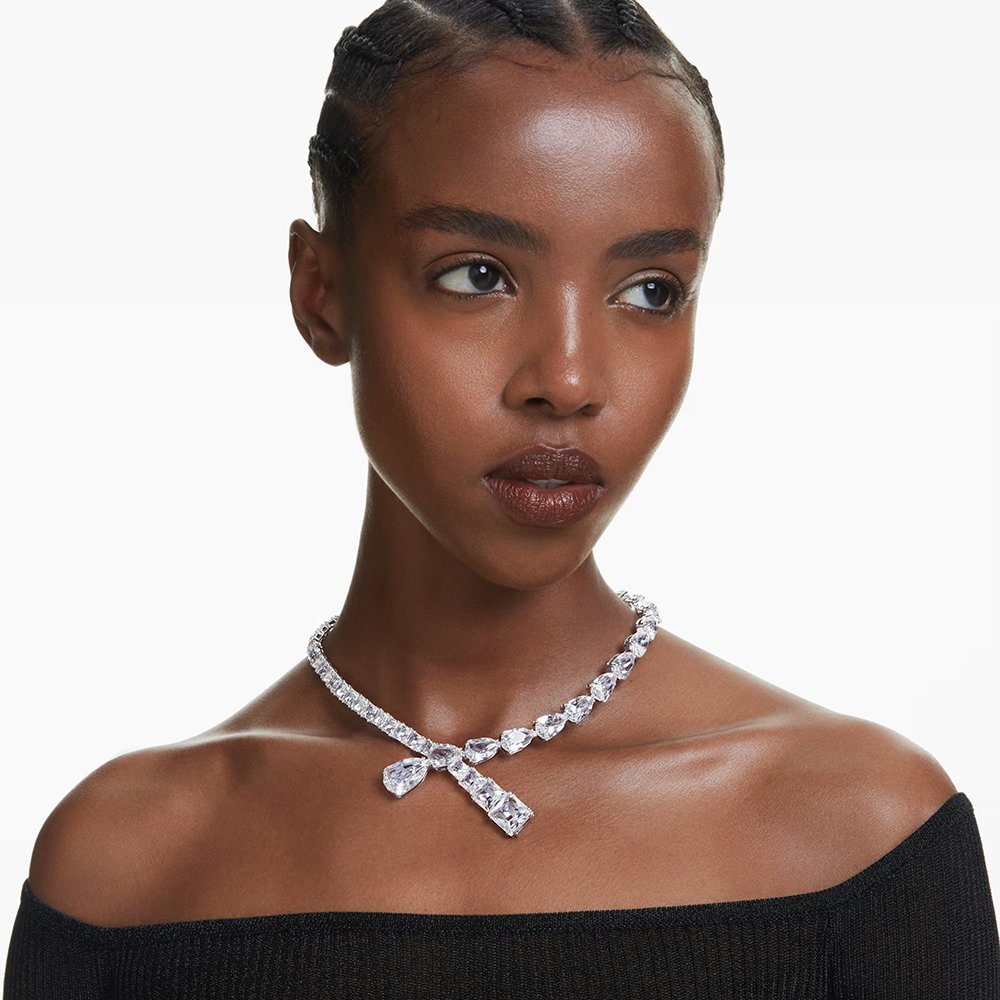 Swarovski Matrix necklace Mixed cuts, White, Rhodium plated 5692521 (2)