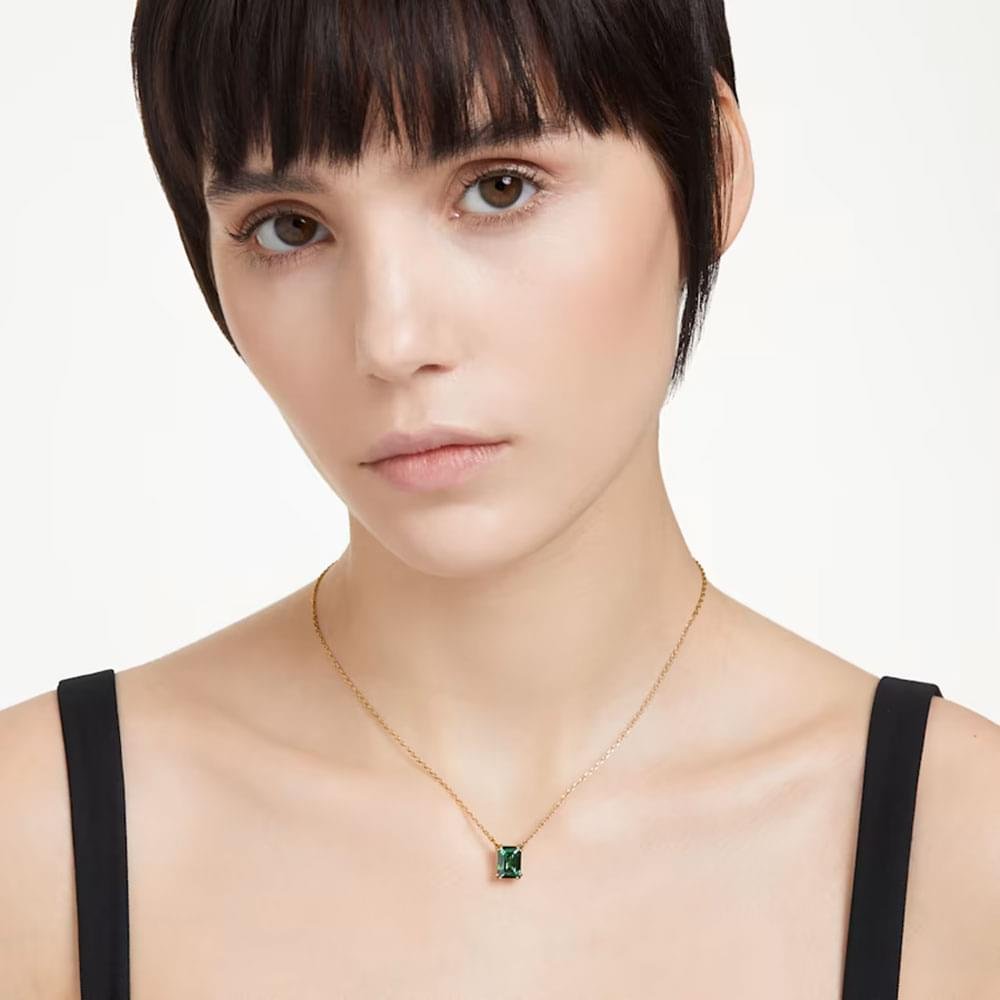 Swarovski Matrix pendant Rectangular cut, Green, Gold-tone plated 5677141 (2)