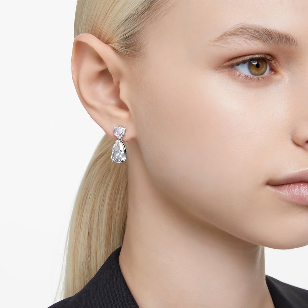 Swarovski Mesmera drop earrings Mixed cuts, White, Rhodium plated 5661683 (2)
