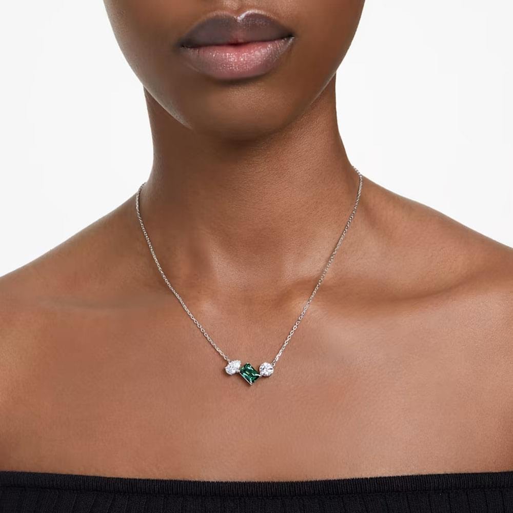 Swarovski Mesmera pendant Mixed cuts, Green, Rhodium plated 5668278 (2)