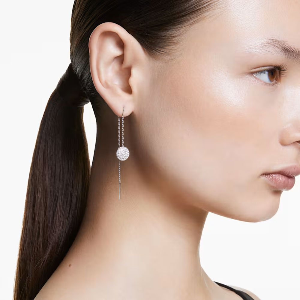 Swarovski Meteora drop earrings, White, Rhodium plated 5683448 (3)
