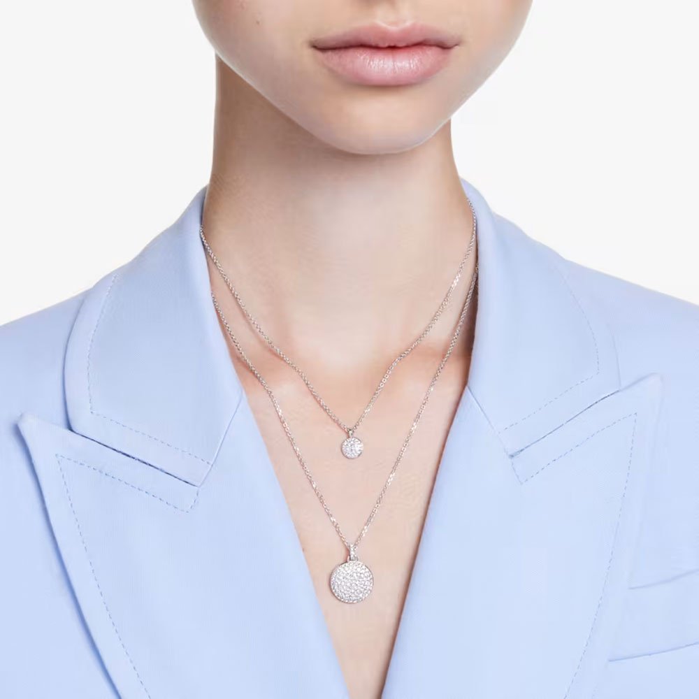 Swarovski Meteora layered pendant, White, Rhodium plated 5684244 (2)