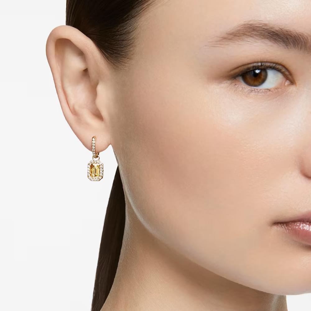 Swarovski Millenia drop earrings Octagon cut, Yellow, Gold-tone plated 5641169 (2)