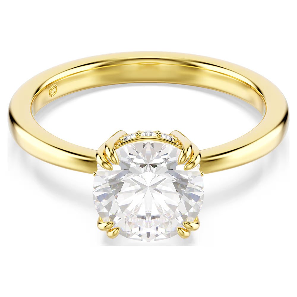 Swarovski Stilla Attract cocktail ring Round cut, White, Gold-tone plated