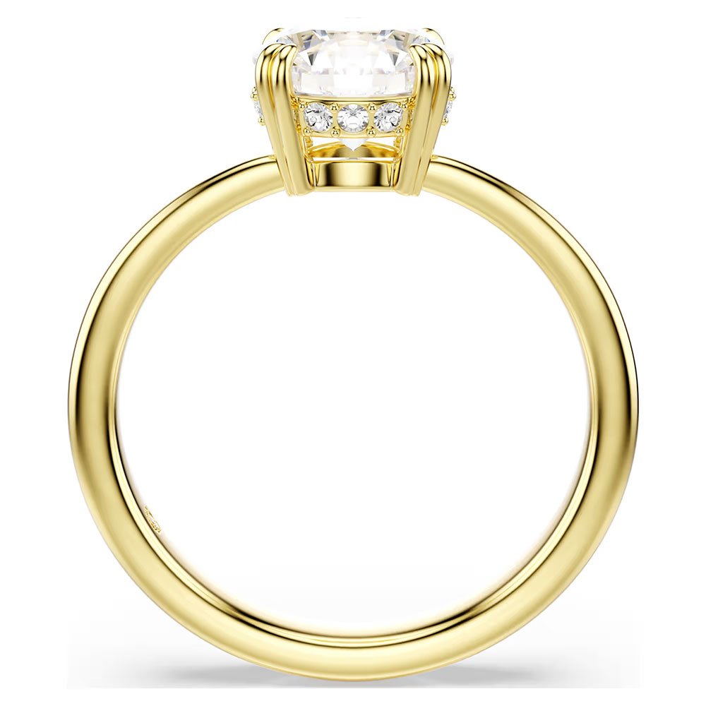 Swarovski Stilla Attract cocktail ring Round cut, White, Gold-tone plated (4)