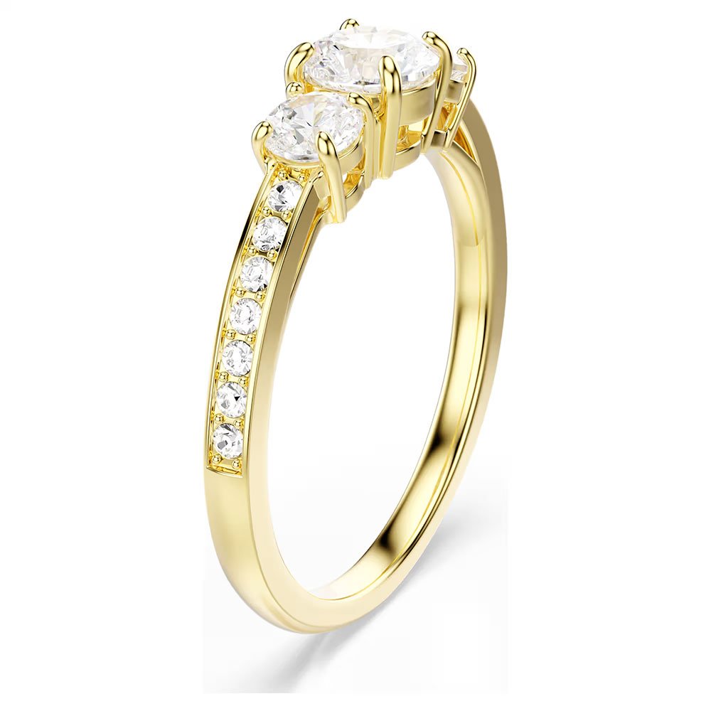 Swarovski Stilla Attract ring Round cut, White, Gold-tone plat (3)