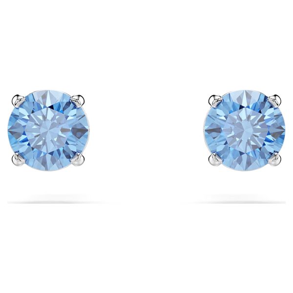 Swarovski Stilla Attract stud earrings Round cut, Blue, Rhodium plated 5734250