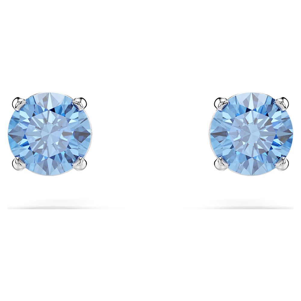 Swarovski Stilla Attract stud earrings Round cut, Blue, Rhodium plated 5734250 (3)
