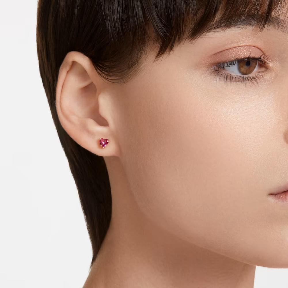 Swarovski Stilla stud earrings Heart, Red, Gold-tone plated 5639133 (2)