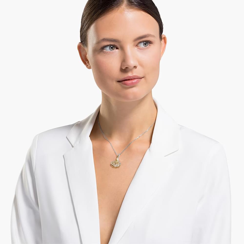 Swarovski Stunning pendant Gingko, White, Mixed metal finish 5515462 (2)