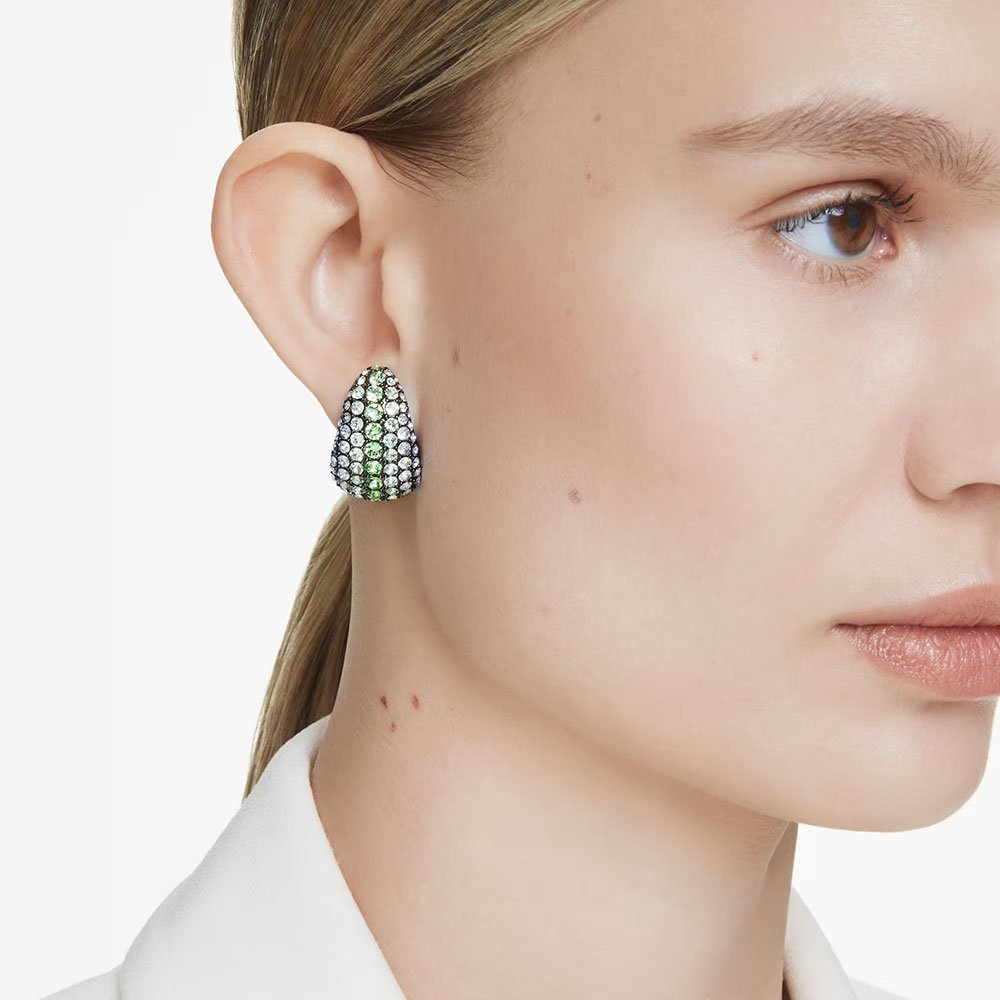 Swarovski Sublima drop earrings, Round cut, Multicolored, Ruthenium plated 5699565 (2)