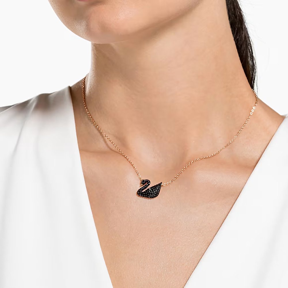 Swarovski Swan pendant, Black, Rose gold-tone plated 5204134 (2)