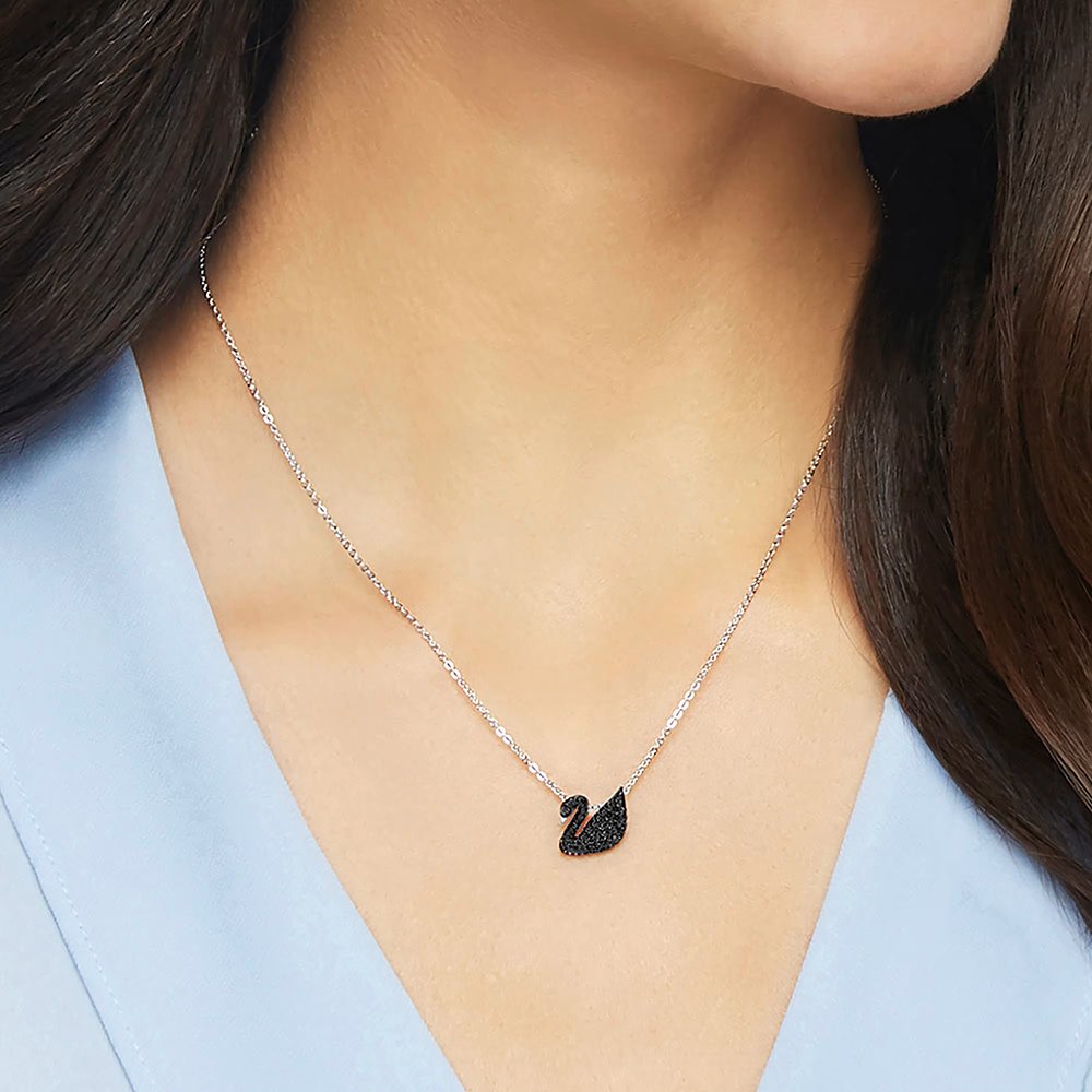 Swarovski Swan pendant, Small, Black, Rhodium plated 5347330 (2)
