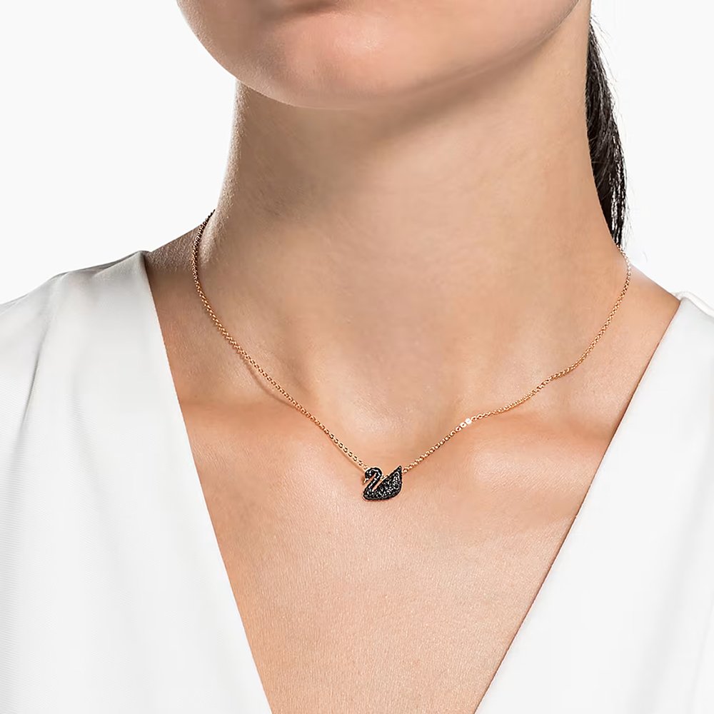 Swarovski Swan pendant, Small, Black, Rose gold-tone plated 5204133 (2)