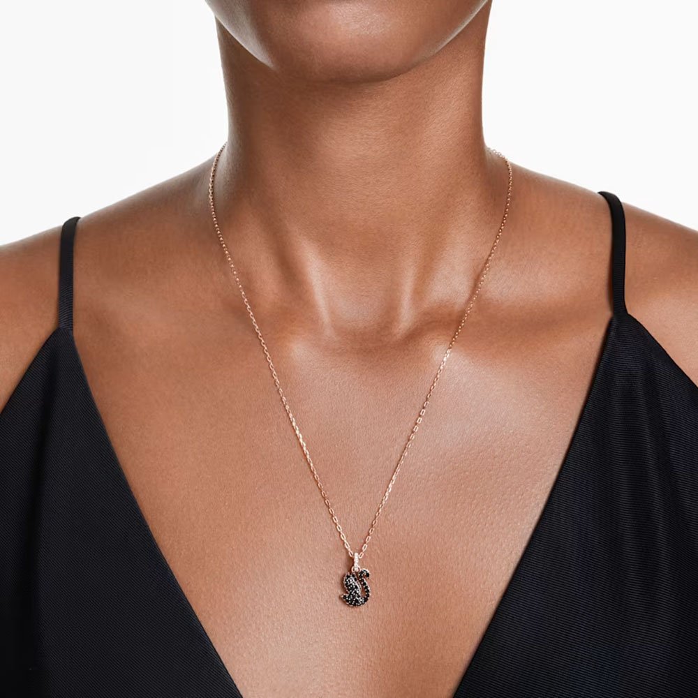Swarovski Swan pendant Small, Black, Rose gold-tone plated 5678046 (2)