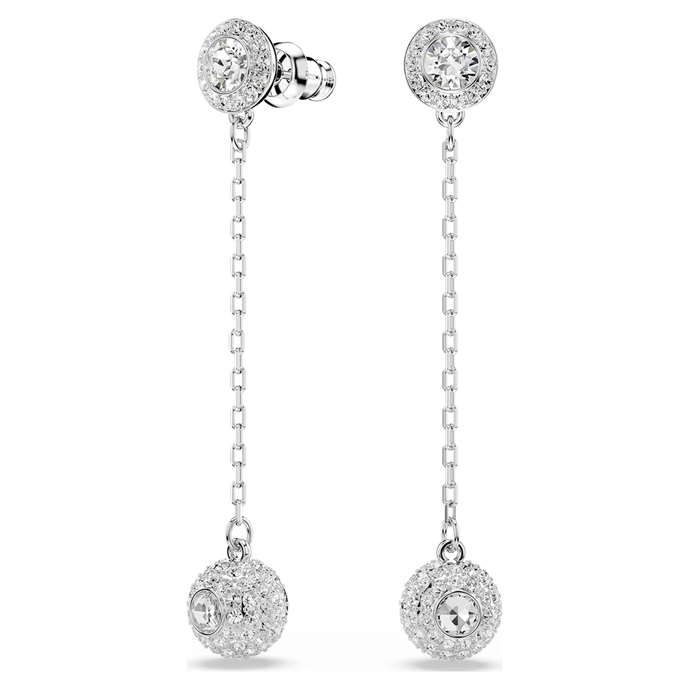 Swarovski Una Angelic drop earrings Round cut, White, Rhodium plated 5732273