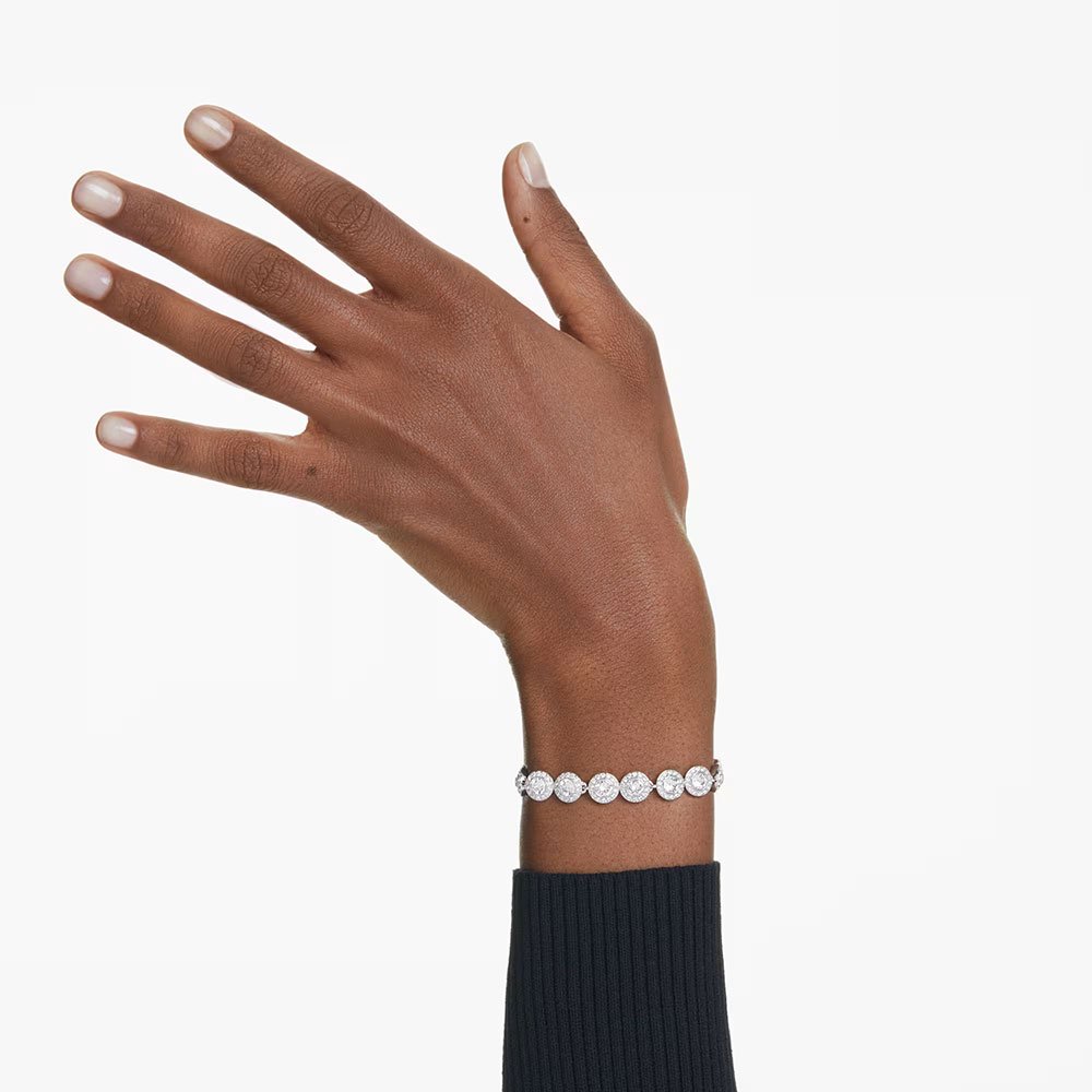 Swarovski Una bracelet, Round cut, White, Rhodium plated 5682279