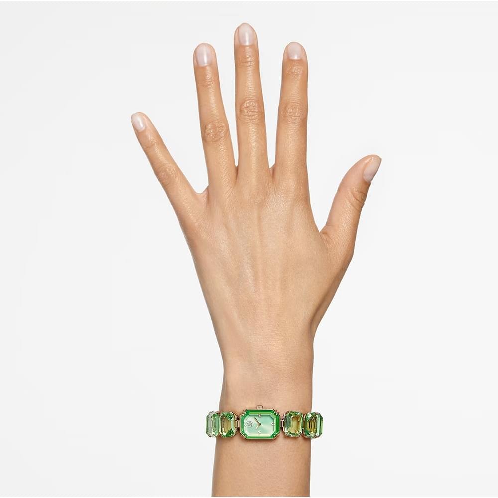 Swarovski Watch Octagon cut bracelet, Green, Champagne gold-tone finish 5630840 (2)
